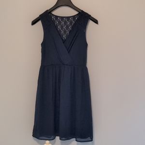 🌈3 for $12 🌈 Navy Chiffon Dress w/ Lace Back Sz XS